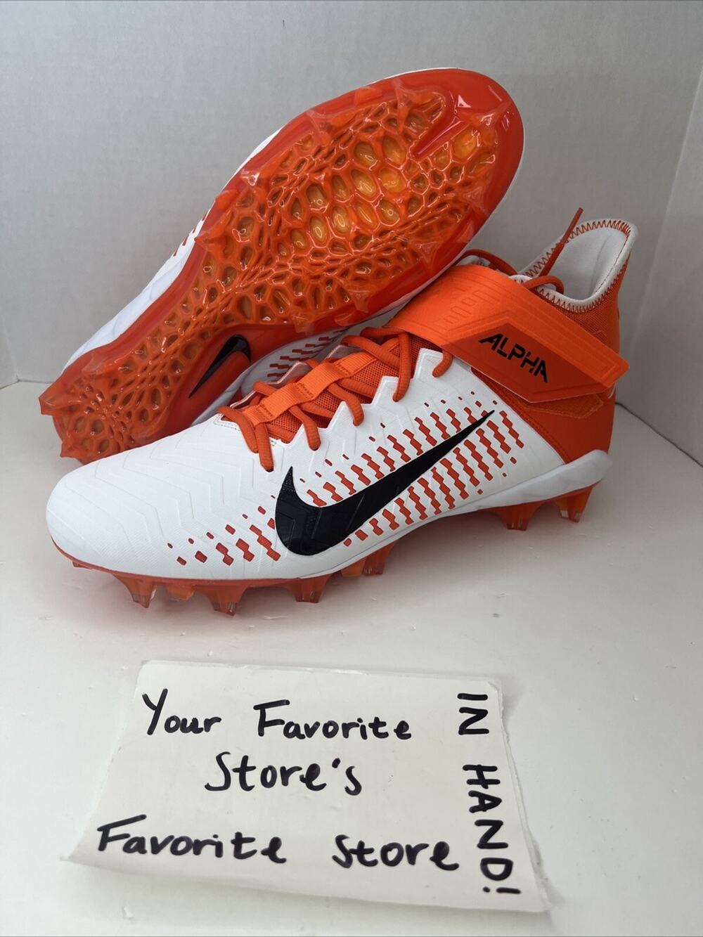 Nike Alpha Menace Pro 2 Mid Football Cleats Mens Size 14 Orange White BV3945-103